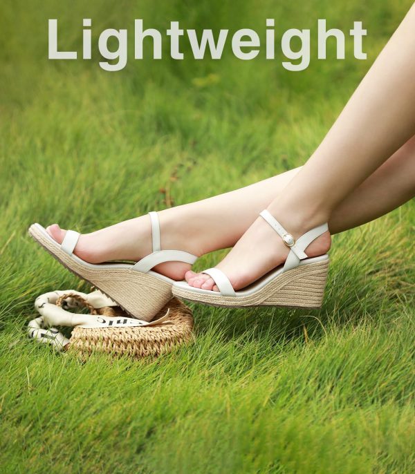 Platform Wedge Sandals for Women, Black Brown White Nude Espadrille Womens Wedge Sandals Comfortable Open Toe Ankle Strap High