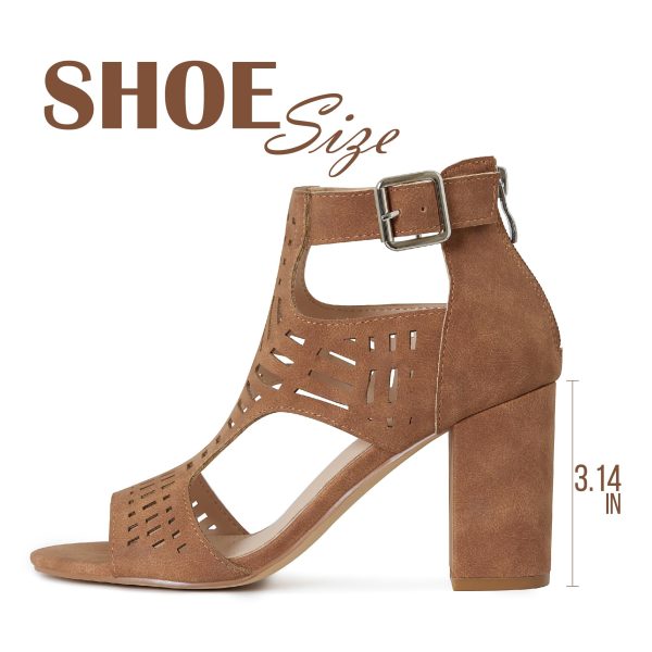 Chunky Heeled Sandals for Womens Bohemian Cutout Open Toe Summer Block Heeled Party Sandals