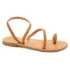 Emmanuela Ancient Greek Handmade Braided Leather Sandals, Quality Ankle Strap Slip on Summer Shoes for Women, Open Toe Flat