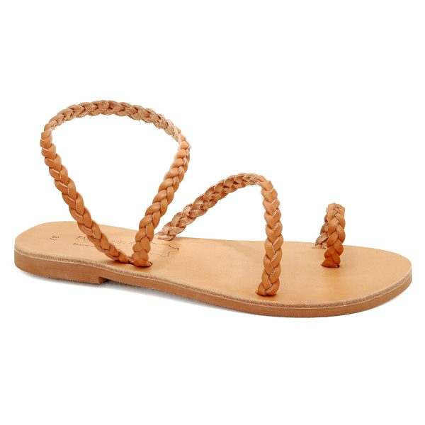 Emmanuela Ancient Greek Handmade Braided Leather Sandals, Quality Ankle Strap Slip on Summer Shoes for Women, Open Toe Flat