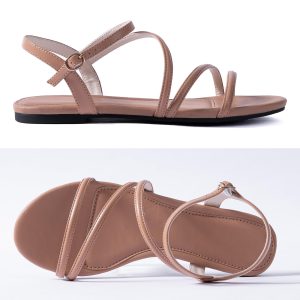 Women Flat Sandals Dressy Strappy Gladiator Summer Ankle Strap Nude Open Toe Comfortable Wedding Casual Leather Ladies Party