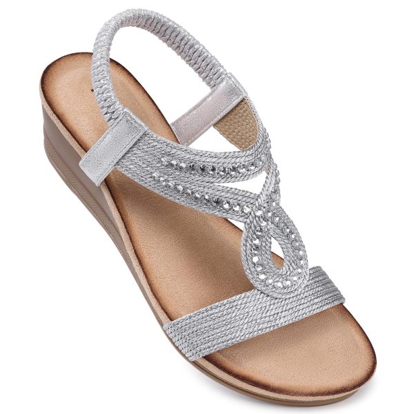 Wedge Sandals for Women Dressy: Low Wedge Sandals Women Comfortable Dressy Walking - Summer Casual Elastic Strappy Open Toe