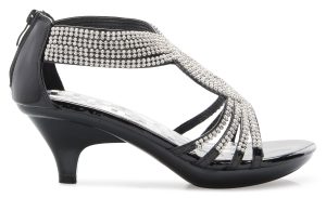 Women's Open Toe Strappy Rhinestone Dress Sandal Low Heel Wedding Shoes