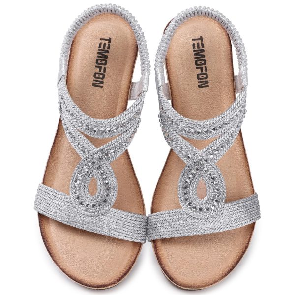 Wedge Sandals for Women Dressy: Low Wedge Sandals Women Comfortable Dressy Walking - Summer Casual Elastic Strappy Open Toe