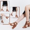 Chunky Heeled Sandals for Womens Bohemian Cutout Open Toe Summer Block Heeled Party Sandals
