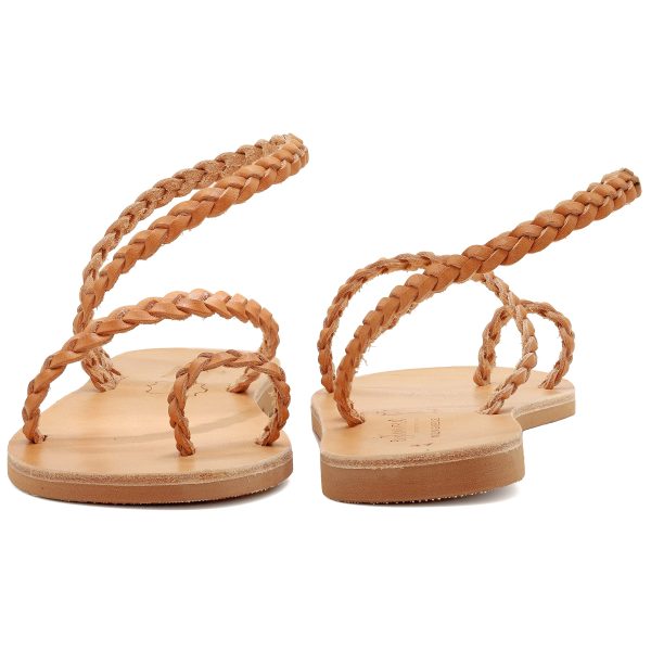 Emmanuela Ancient Greek Handmade Braided Leather Sandals, Quality Ankle Strap Slip on Summer Shoes for Women, Open Toe Flat