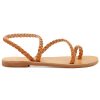 Emmanuela Ancient Greek Handmade Braided Leather Sandals, Quality Ankle Strap Slip on Summer Shoes for Women, Open Toe Flat