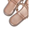 Women's Rhinestone Strappy Open Toe Slide Sandals Slip on Casual Flat Sandals