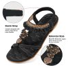 Womens Sandals Flats Shoes: Dressy Summer Flat Sandals for Women Open Toe - Bohemian Casual Beach Shoes Elastic Ankle Strap