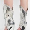 Nayaye Stiletto Fashion Western Booties for Women, Women's Open Toe Mid-calf Boots with Faux Rhinestone