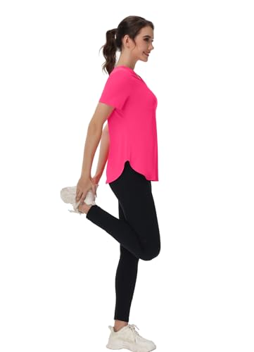 Womens Workout Tops Short Sleeve T Shirts Moisture Wicking Yoga Gym Running Hiking V Neck Athletic Tee