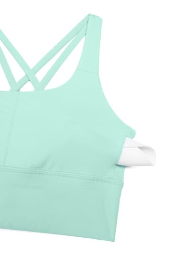 Womens Strappy Longline Sports Bra - Medium Impact Criss Cross Yoga Padded Workout Crop Top