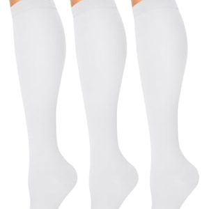 3 Pairs Compression Socks for Women & Men 15-20 mmHg,Best Support for Cycling Athletic Hiking Running