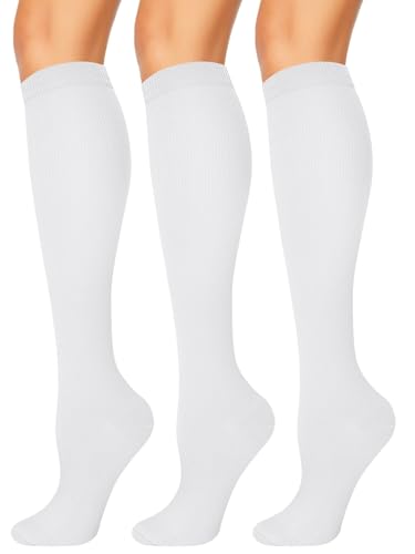 3 Pairs Compression Socks for Women & Men 15-20 mmHg,Best Support for Cycling Athletic Hiking Running