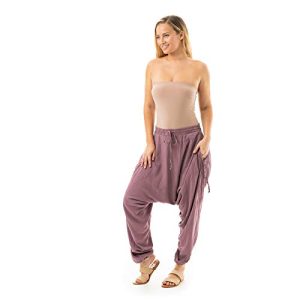 Harem Boho Cotton Summer Pants for Women, Loose Lightweight Pants for Women with Pockets, Womens Casual Beach and Yoga Pants