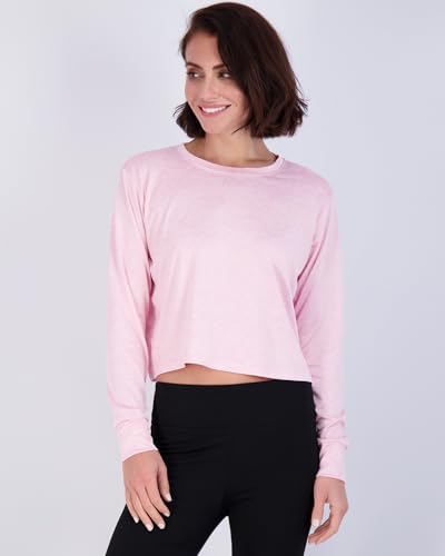5 Pack: Women's Dry Fit Crop Top - Long Sleeve Crew Neck Stretch Athletic Tee (Available in Plus Size)