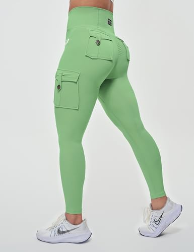 Women’s Active wear Leggings, High Waist Cargo Pockets Design, Squat-Proof and Non See-Through Pants for Workout, Yoga, Running,