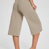 Women's Wide Leg Yoga Capris Pants with Pockets Crossover Waist Loose Plus Size Cropped Pants Casual Summer
