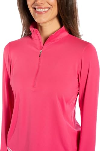 Women’s Long Sleeve Quarter-Zip Pullover – Lightweight, UPF 30+, Thumbholes & Reflective Cuff for Golf & Activewear