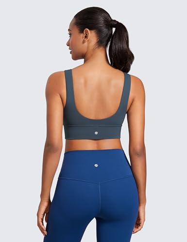 Butterluxe Womens V-Neck Longline Sports Bra - Wireless U-Shaped Open Back Yoga Low Impact Padded Crop Top