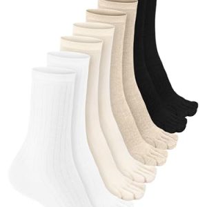 4 Pair Women Five Toe Socks Cotton Crew Ankle Socks with Toes for Women Men Athletic Running Yoga Daily