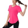Womens Workout Tops Short Sleeve T Shirts Moisture Wicking Yoga Gym Running Hiking V Neck Athletic Tee