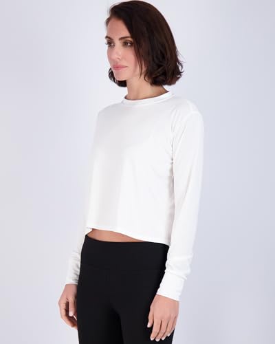 5 Pack: Women's Dry Fit Crop Top - Long Sleeve Crew Neck Stretch Athletic Tee (Available in Plus Size)