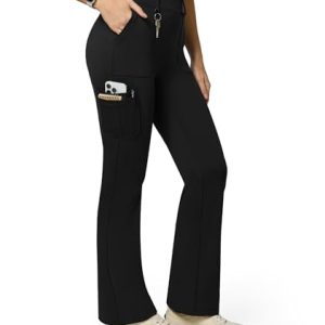 Women's Stretch Cargo Pants High Waist Bootcut Flare Leggings with 6 Pockets Soft Yoga Work Pants for Business Casual, Travel