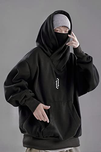 Streetwear Men's Oversized Heavyweight Hoodie with Neck Gaiter