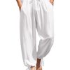 Men's Cotton Linen Pants Casual Harem Pants Elastic Waist Beach Boho Yoga Trousers
