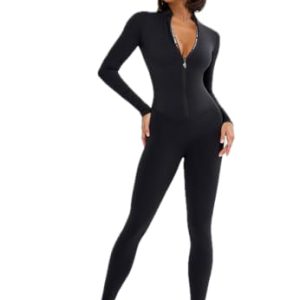 One Piece Workout Jumpsuits for Women - Athletic Romper Jumpsuit with Tummy Control and Butt Lifting for Yoga, Gym