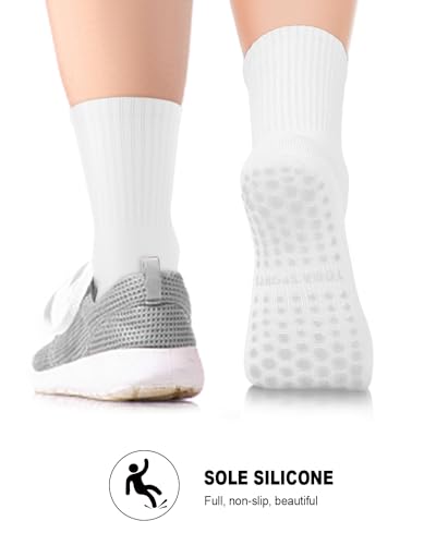 6 Pairs Grip Pilates Socks for Women, Non-slip Yoga Athletic Socks for Barre Ballet Barefoot Workout Hospital