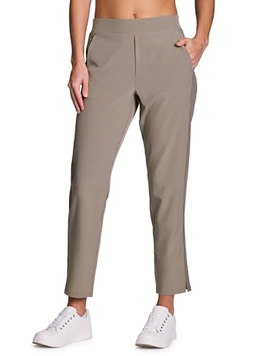 Women's Ankle Pant, Quick Drying Lightweight Stretch Woven Flat-Front Straight Leg Pants