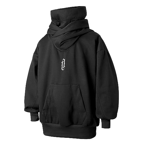 Streetwear Men's Oversized Heavyweight Hoodie with Neck Gaiter