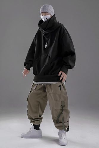 Streetwear Men's Oversized Heavyweight Hoodie with Neck Gaiter