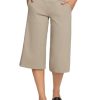 Women's Wide Leg Yoga Capris Pants with Pockets Crossover Waist Loose Plus Size Cropped Pants Casual Summer
