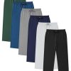 Men's 6 Pack 100% Cotton Jersey Knit Yoga Lounge & Sleep Pajama Pants