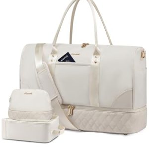 Large Travel Bag - Weekender & Overnight Bag with Shoe Compartment, Wet Pocket, for Women, Gym, Yoga, Hospital Use