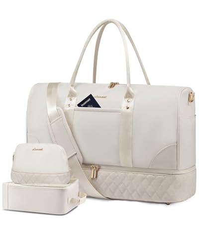 Large Travel Bag - Weekender & Overnight Bag with Shoe Compartment, Wet Pocket, for Women, Gym, Yoga, Hospital Use