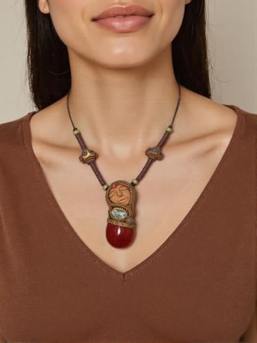Original handmade soft ceramic crystal stone necklace, beautiful pendant necklace for both men and women, natural crystal