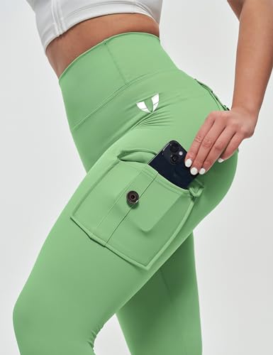 Women’s Active wear Leggings, High Waist Cargo Pockets Design, Squat-Proof and Non See-Through Pants for Workout, Yoga, Running,