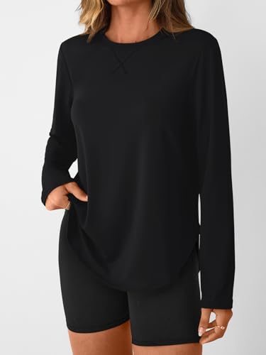 Long Sleeve Workout Tops for Women Athletic UPF 50+ Sun Rash Guard Shirts Running SPF Gym Quick Dry Clothes