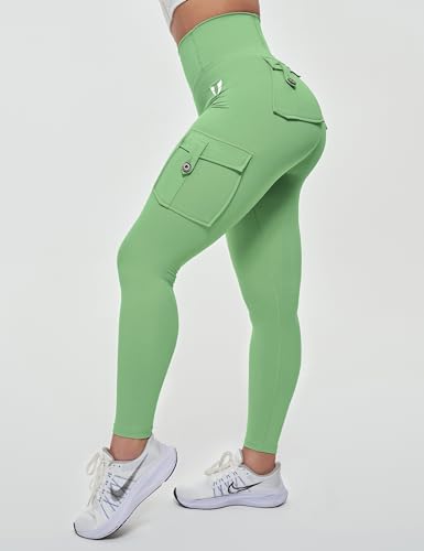 Women’s Active wear Leggings, High Waist Cargo Pockets Design, Squat-Proof and Non See-Through Pants for Workout, Yoga, Running,