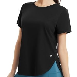 Women's Short Sleeve Workout Tops Athletic Running Shirts Quick Dry T-Shirts Loose Fit Gym Yoga Tee UPF 50+