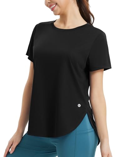 Women's Short Sleeve Workout Tops Athletic Running Shirts Quick Dry T-Shirts Loose Fit Gym Yoga Tee UPF 50+