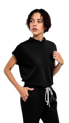 Scrubs for Women Scrub Sets, Slim Scrubs Stretch Top & Jogger Scrub Pants with Multi Pocket Yoga Waistband