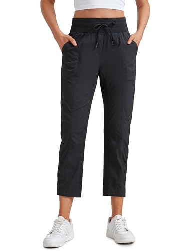 Womens Casual 7/8 Pants 25"- Lightweight Workout Outdoor Athletic Track Travel Lounge Joggers Pockets
