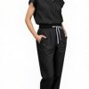 Scrubs for Women Scrub Sets, Slim Scrubs Stretch Top & Jogger Scrub Pants with Multi Pocket Yoga Waistband