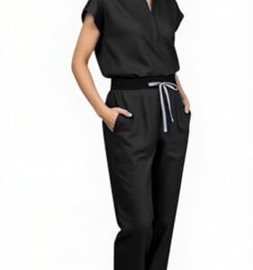 Scrubs for Women Scrub Sets, Slim Scrubs Stretch Top & Jogger Scrub Pants with Multi Pocket Yoga Waistband