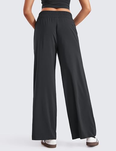 Lightweight Wide Leg Pants for Women 30" High Waisted Casual Lounge Travel Work Sweatpants Loose Fit Summer